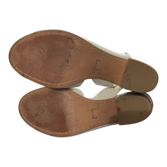 Marc Fisher Waleis Sandal Women Sz 8M Ivory Peep Toe Studded Block Heel Preppy - Picture 5 of 10